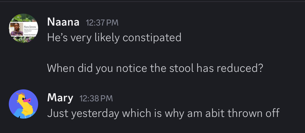 Naana's reply: he's very likely constipated