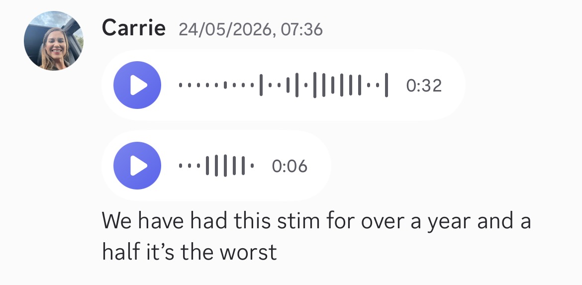 Carrie's message: we have had this stim for over a year and a half