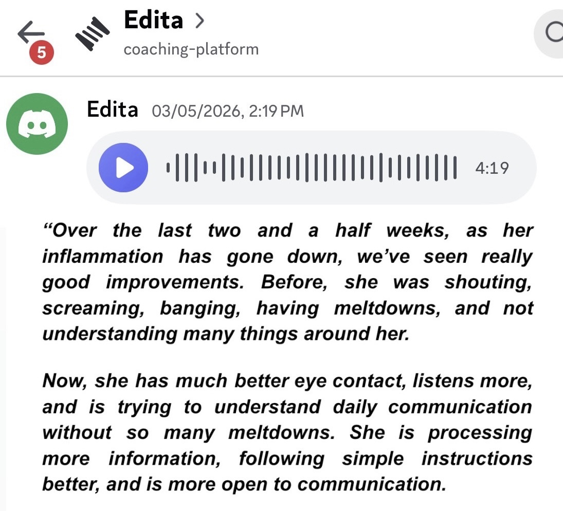 Edita on May 3rd: better eye contact, more open to communication