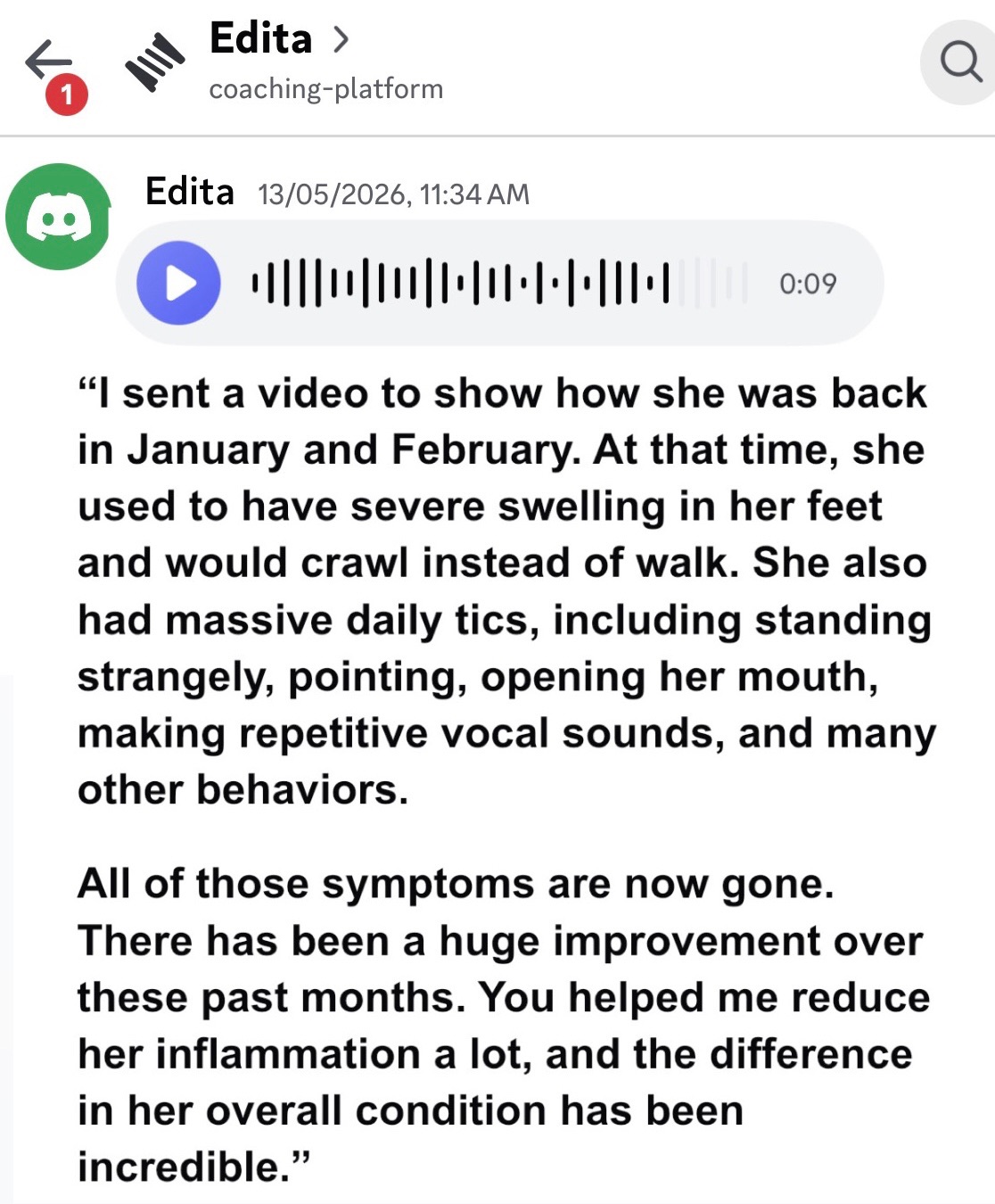 Edita on May 13th: all of those symptoms are now gone
