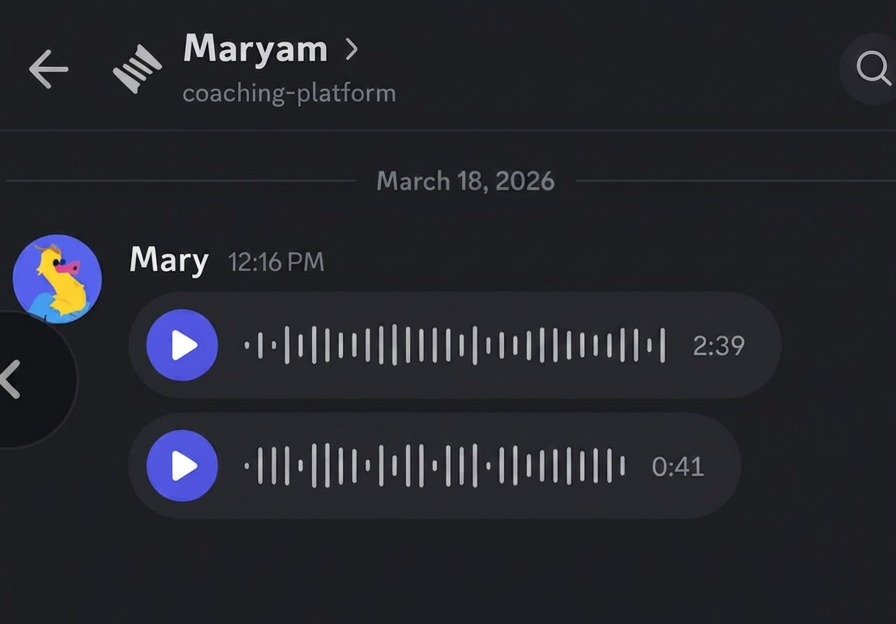Mary's voice notes to Naana at 12:16pm