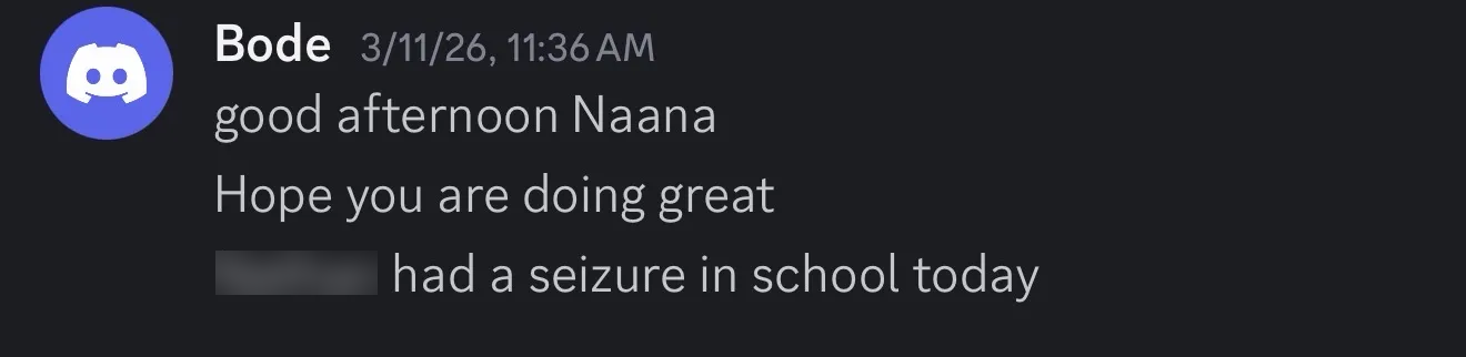 Bode's message: my son had a seizure in school today